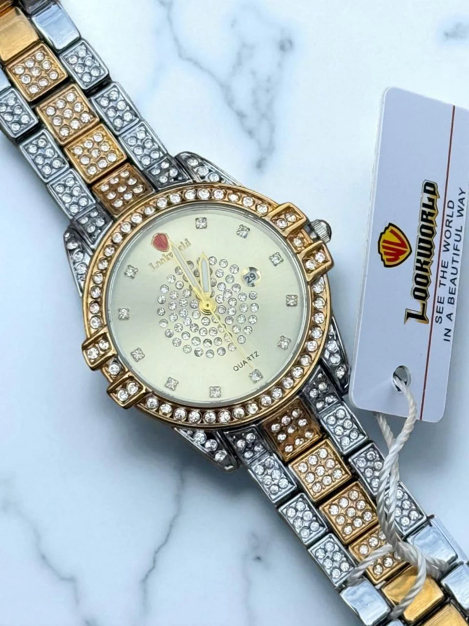 Ladies Look World Stones Watch with Stainless Steel Bracelet