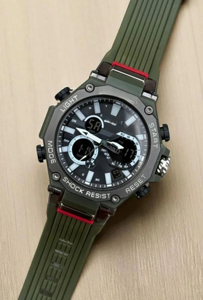 GS Sports Watch with LED Light, Alarm, and Dual Time – Waterproof