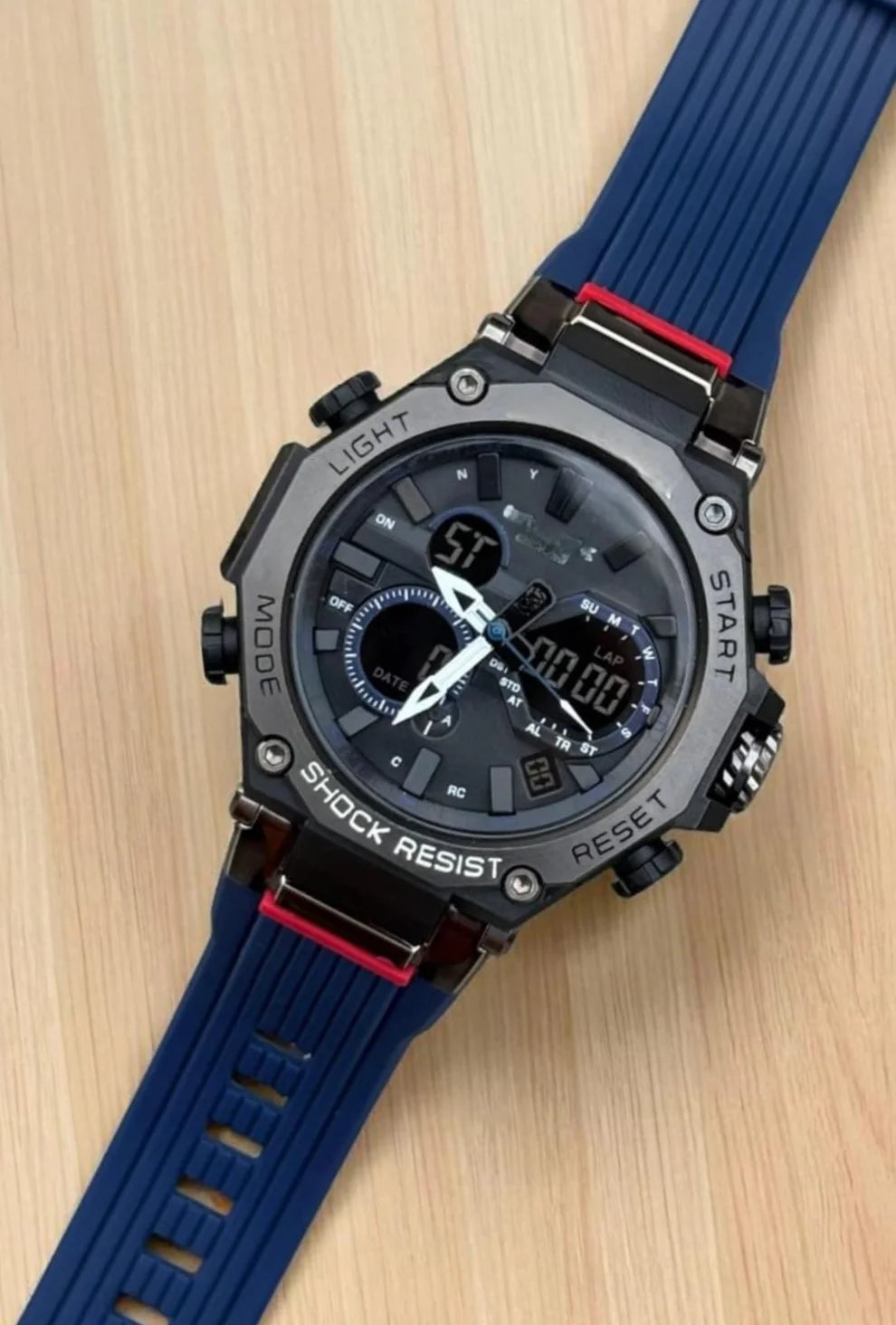 GS Sports Watch with LED Light, Alarm, and Dual Time – Waterproof